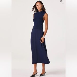 Astr Navy Sleeveless Midi Dress